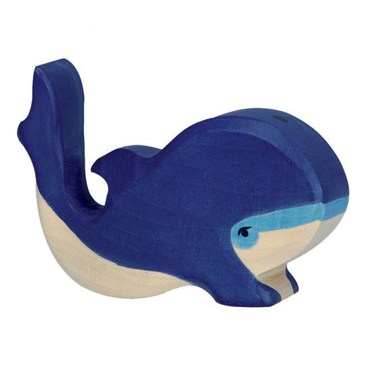 Holztiger Small Whale Wooden Figurine | Blue