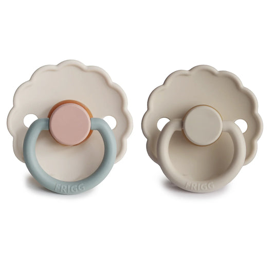 FRIGG Daisy Natural Rubber Baby Pacifier | 2-Pack | Cotton Candy/Sandstone