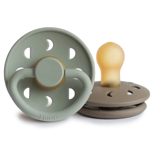 Frigg Moon Natural Rubber Baby Pacifier | 2-Pack | Sage/Portobello