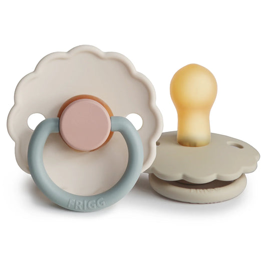 FRIGG Daisy Natural Rubber Baby Pacifier | 2-Pack | Cotton Candy/Sandstone