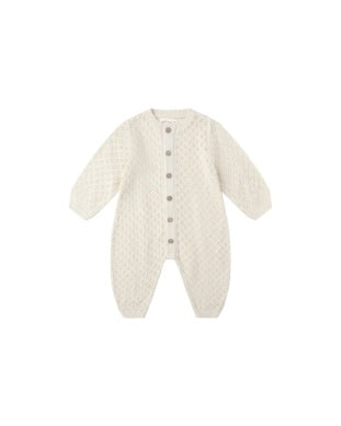 LONG SLEEVE BUBBLE ROMPER || NATURAL