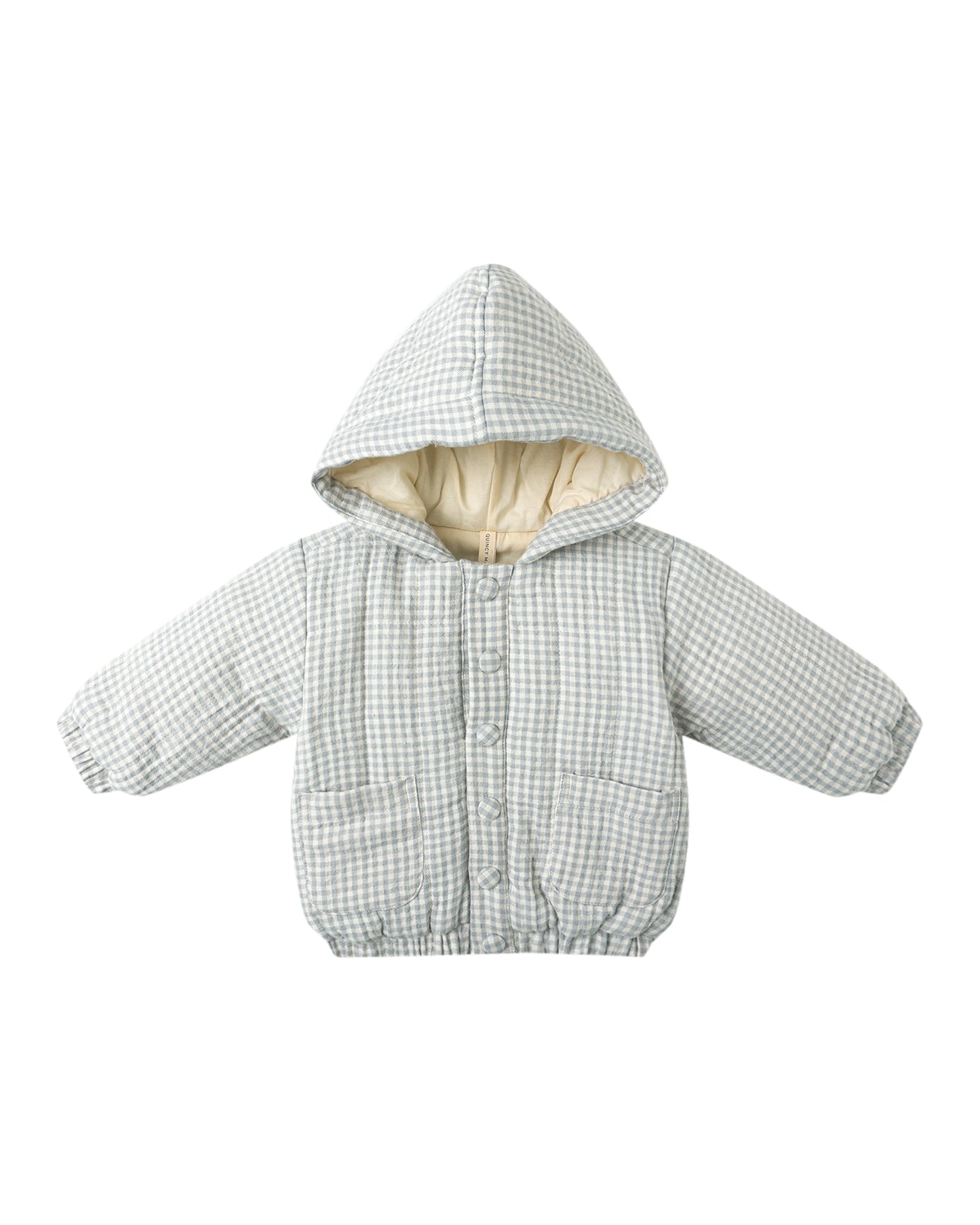 HOODED WOVEN JACKET || BLUE GINGHAM