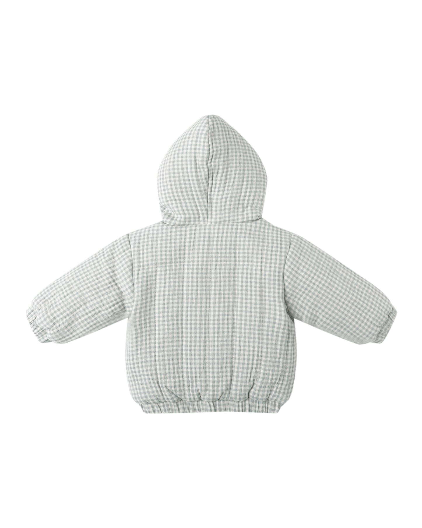 HOODED WOVEN JACKET || BLUE GINGHAM