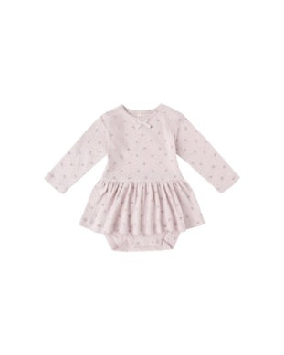 POINTELLE SKIRTED BODYSUIT || LILAC DITSY