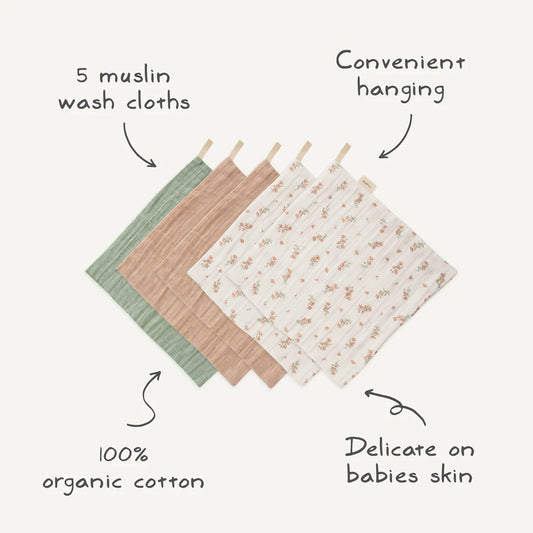 Muslin Cotton Washcloth (Blue Check)