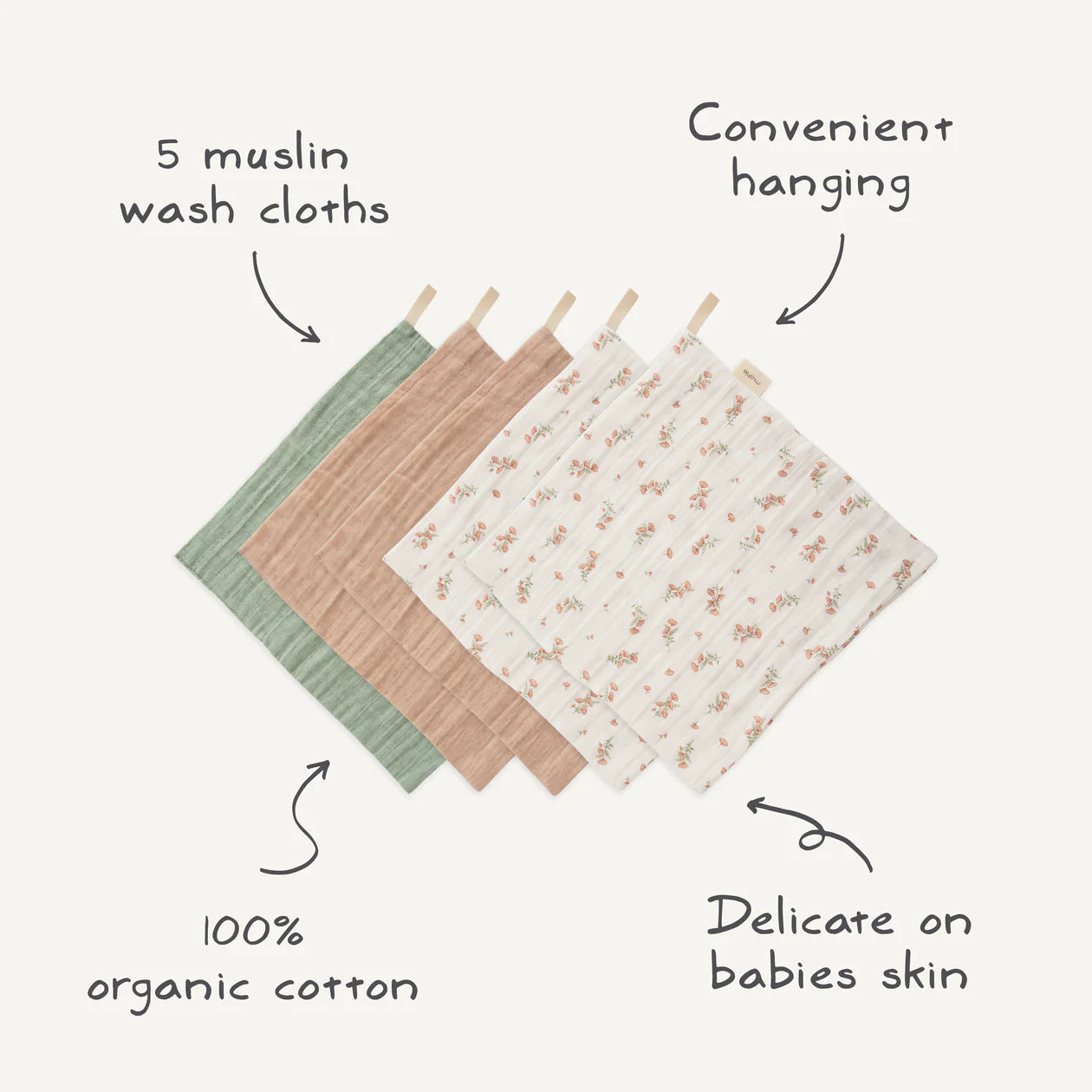 Muslin Cotton Washcloth (Pastel Blooms Combo)