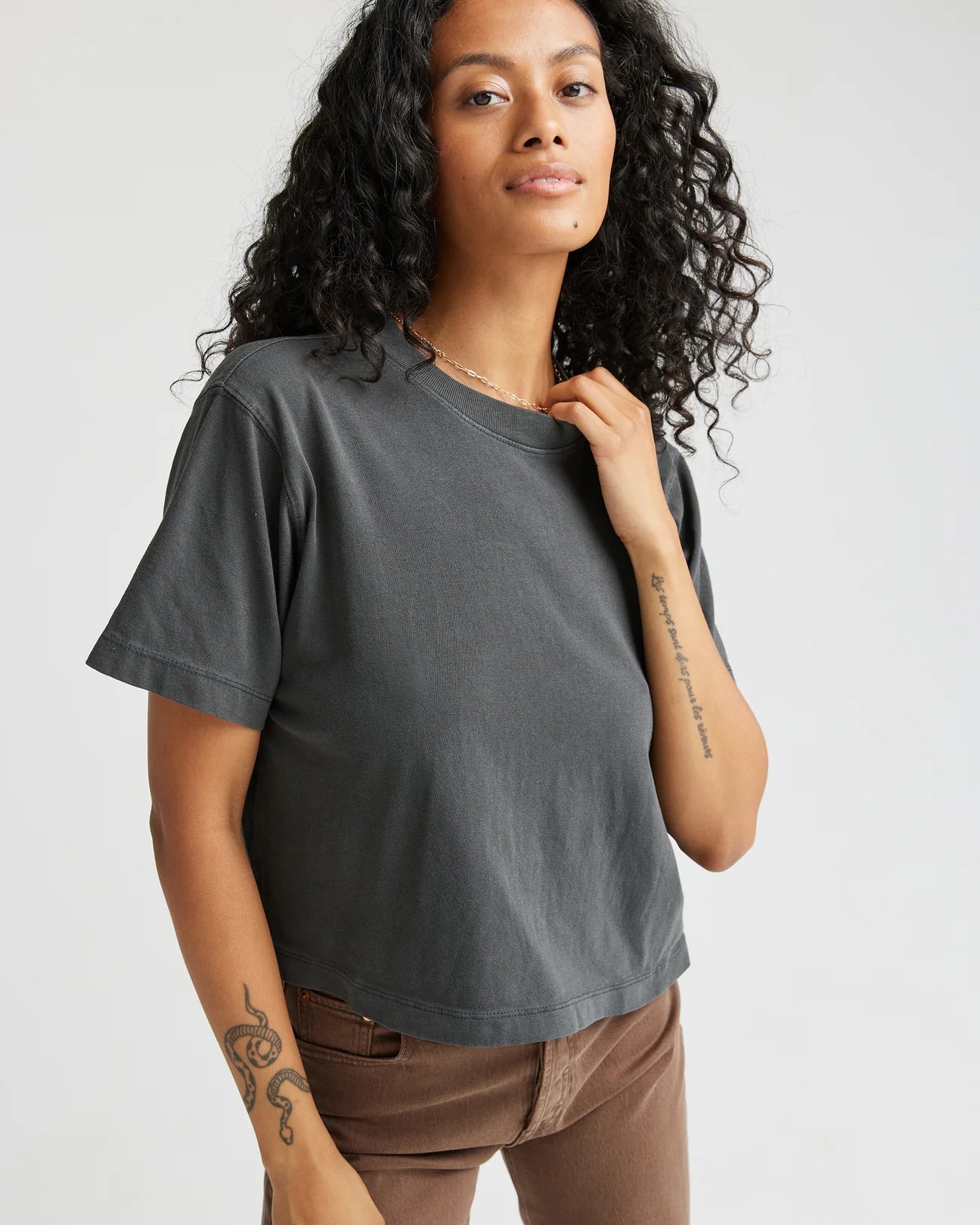 Women's Relaxed Crop Tee - Stretch Limo