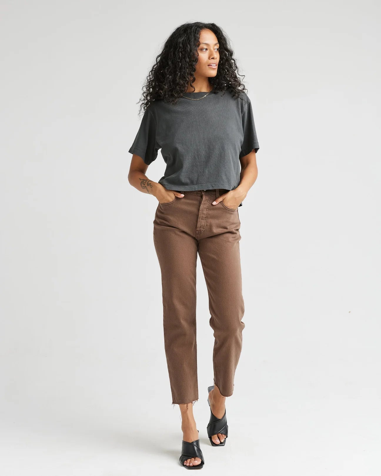 Women's Relaxed Crop Tee - Stretch Limo