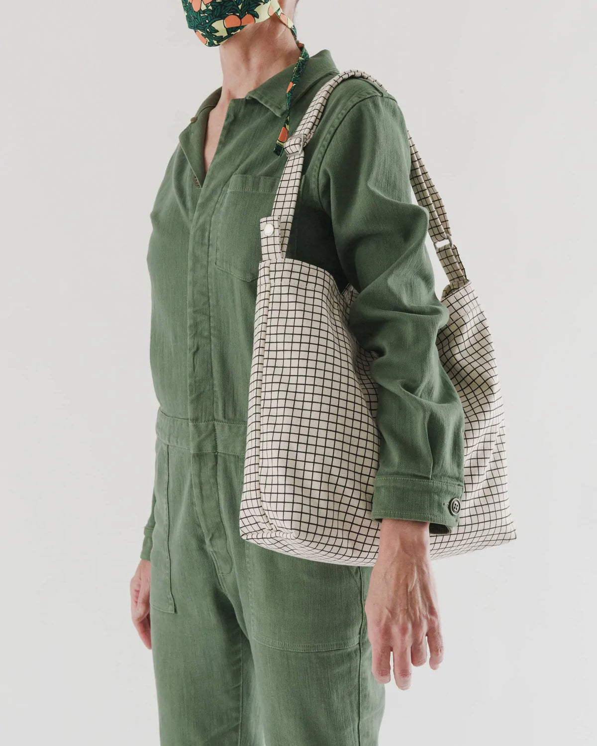 Horizontal Zip Duck Bag - Natural Grid
