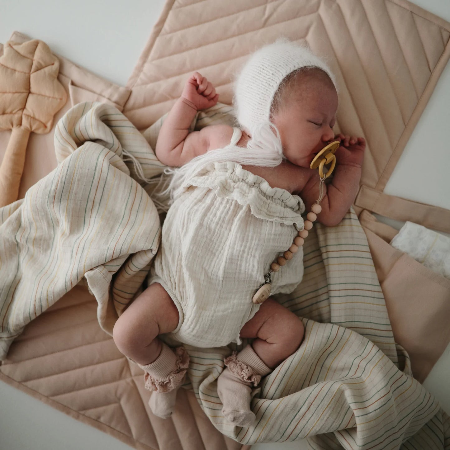 Organic Cotton Muslin Swaddle Blanket - Retro Stripes