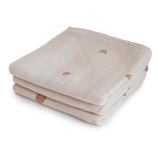 Organic Cotton Muslin Cloths 3-Pack - Rainbows