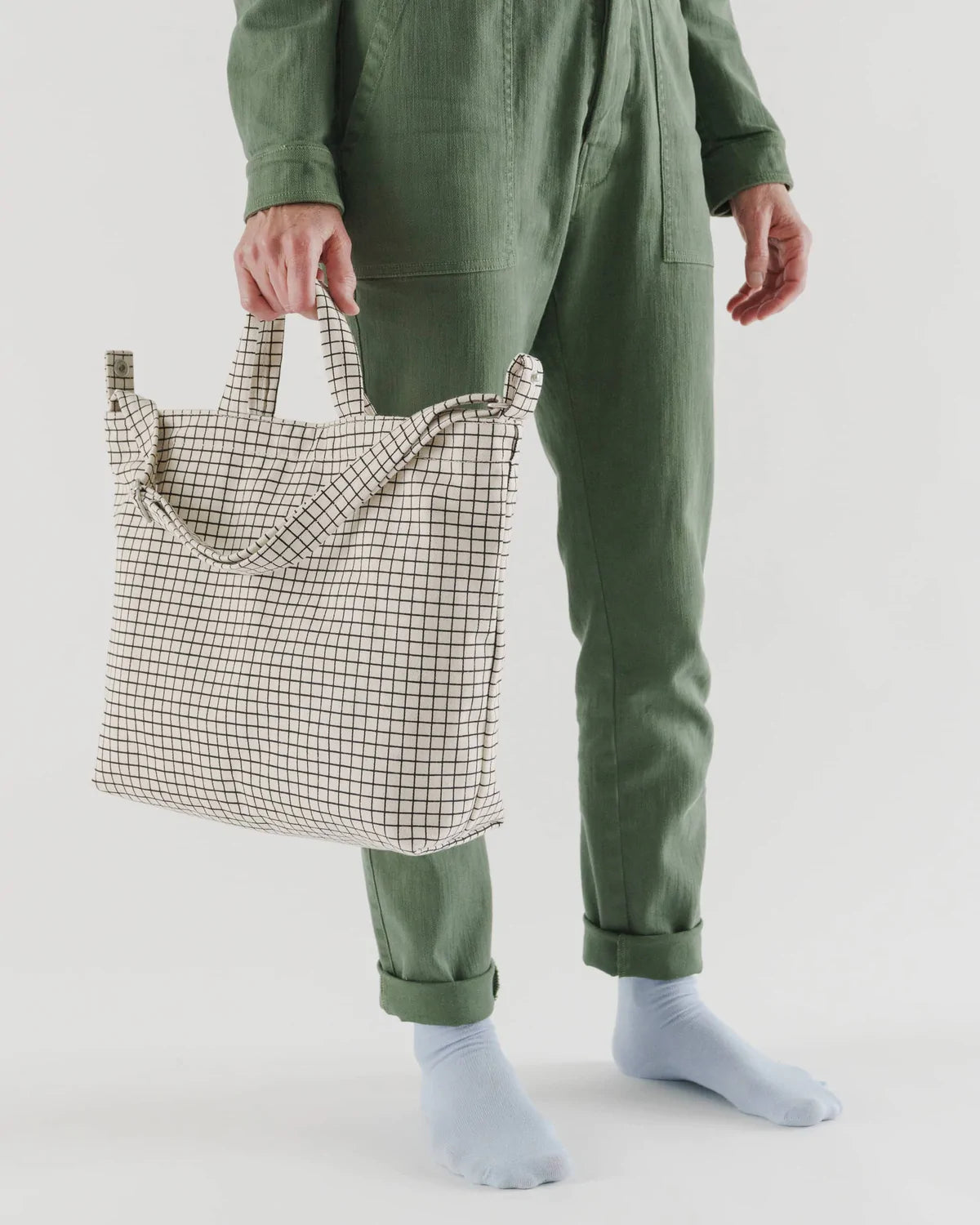 Horizontal Zip Duck Bag - Natural Grid